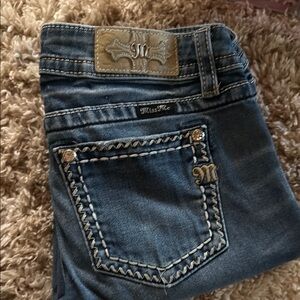 Miss Me Blue Skinny Jeans with Decorative Stitching